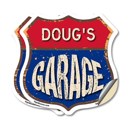 Signmission Doug's Garage, 12 inch X 12 inch, Vinyl Decal, 2PK SHI-D-2PACK-12-383-DOUG