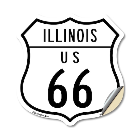 Signmission Illinois Route Marker Shield Sign Us 66, 12 Inch X 12 Inch, Vinyl Decal SHI-D-12-382