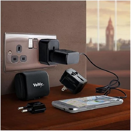 Voltix Versatile Travel Plug Adapter, Black 3PX-XITUTA