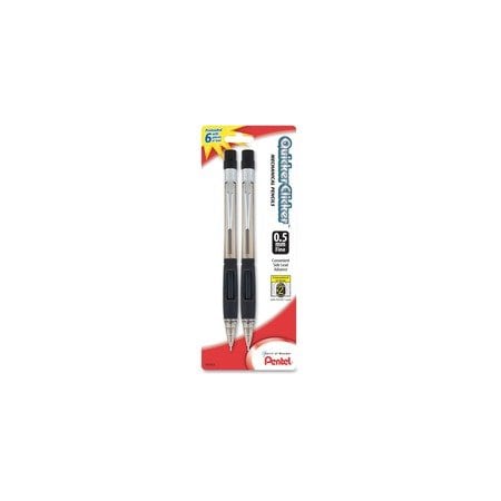 Pentel Pencil, Eraser Included, Standard, HB, 2PK PENPD345BP2K6