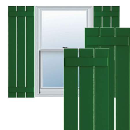 Ekena Millwork True Fit PVC Three Board Spaced Board-n-Batten Shutters, Viridian Green , 17 1/8W x 71H, PR TFP101SBF17X071HG