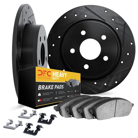 Dynamic Friction Co DFC Brake Rotor - Drilled & Slotted - Black- Heavy Duty Brake Pad includes Hardware 8212-99240