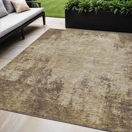 Homeroots 5' X 8' Brown And Beige Abstract Washable Indoor Outdoor Area Rug 612311