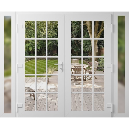 Vdomdoors Front Exterior Prehung Metal-Plastic Double Doors Clear Glass / MANUX 8151 White Silk / Office Comm MANUX8151DEXD-WS-W12+72+12xH80-RH-I