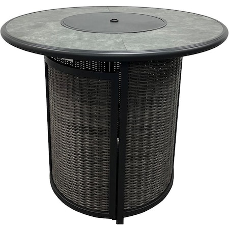Seasonal Trends High Wicker Dining Table, 42.13 in W, 42.13 in D, 36 in H, Steel Frame H23S7430R