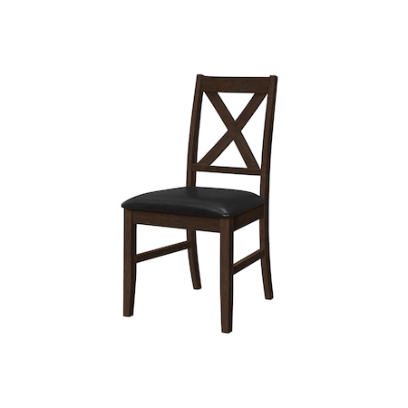 Monarch Specialties Dining Chair, 37'' Height, Upholstered, Brown Solid Wood, Brown Leather Look, Transitional, 2PK I 1333
