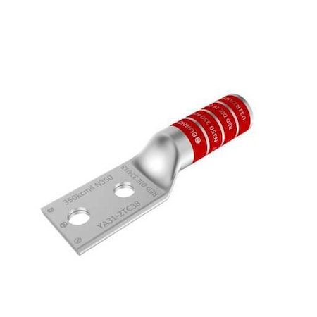 Burndy 350 kcmil, CU, 2 Hole, 1/2 Stud, 1-3/4 IN Spacing, Long Barrel YA312N