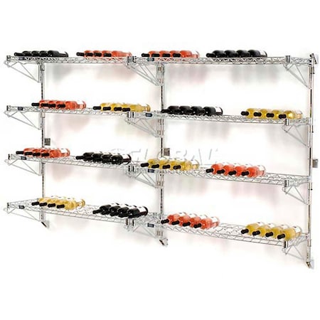 Global Industrial Wine Bottle Rack - Wall Mount 104 Bottle 96" x 14" x 54" 797158