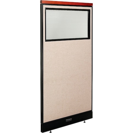 Global Industrial Interion Deluxe Electric Office Partition Panel with Partial Window, 36-1/4"W x 77-1/2"H, Tan 694719WETN