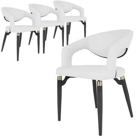 Leisuremod Entice Modern Leather Dining Chair with Iron Legs Open-Back Design in White, 4PK EC60W-4