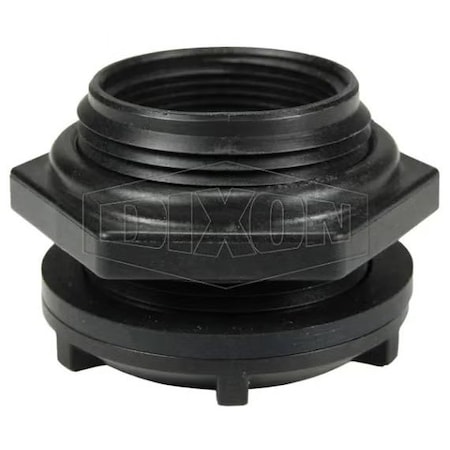 Dixon Bulkhead Fitting, 1-1/2 in Nominal, FNPT End Style, 2-3/8 in Hole, Polypropylene 63931