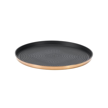 Service Ideas Modern Edge Round Serving Tray, 9in diamater, Rose Gold TRME9RIRG