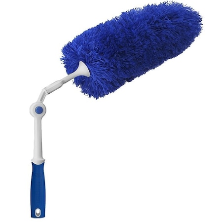Unger Click and Dust Duster, 2 in Head, Microfiber Head, 6 in L Handle, Blue 989230