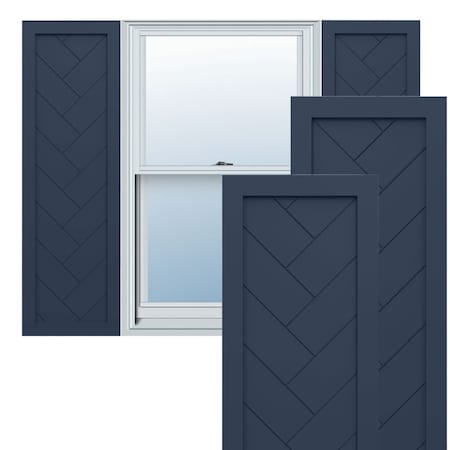 Ekena Millwork PVC Single Panel Herringbone Modern Style Fixed Mount Shutters Starless Night Blue, 18W x 66H, PR TFP001HB18X066OB