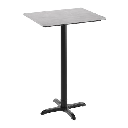 Flash Furniture 30"x24" Tabletop, Seamless Surface Technology, Gray Faux Concrete with 22x22 Black Bar Height X-Base ST-REC2430-CMGY-T2222B-GG