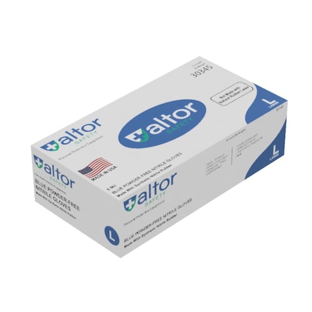 Altor Safety Disposable Gloves, 6 mil Palm, Nitrile, Powder-Free, XL, 50 PK, Light Blue 30355