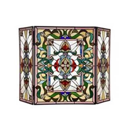 Chloe Lighting 45 in. Innes Tiffany-Style Folding Mission Fireplace Screen, Textured Black - 3 Piece CH3F200GV44-GFS