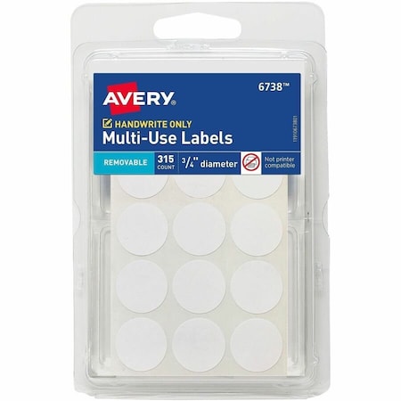 Avery Multi-Use Round Removable Labels, PK315 6738