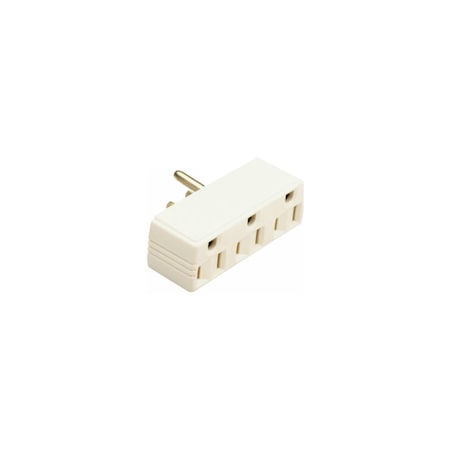 Pass & Seymour Single to Triple Plug In Outlet Adapter, 2 -Pole, 15 A, 125 V, 3 -Outlet, Ivory 697ICC20