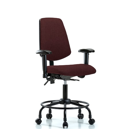 Blue Ridge Ergonomics Desk Chair Fab Desk Chair, Med, Bk, RT, Cast, Bur, Adjustable Arms, 21" to 26" Height, Fabric, Burgundy BR-FDHCH-MB-RT-T1-A1-RC-F41