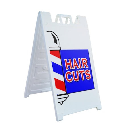 Signmission Hair Cuts, A-Frame & 2 Decals Installed, Heavy-Duty Plastic Frame SBHD-D-2436-Hair Cuts