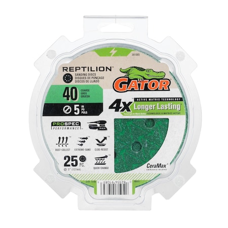 Gator Finishing 5-inch Sanding Discs, 40 Grit, 25PK 391085