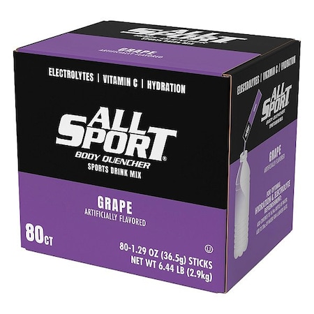 All Sport Powder Drink Mix, 1.3 oz, Purple, PK80 10121242