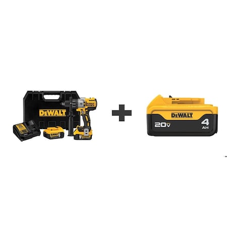 Dewalt 20.0 V Hammer Drill, 1/2 in Chuck, Includes (3) Batteries (5.0 Ah) DCD996P2/DCB204