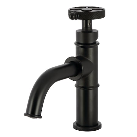 Kingston Brass One-Handle Single-Hole Bathroom Faucet with Knurled Handle and Push Pop-Up Drain, Matte Black KS2820RKX