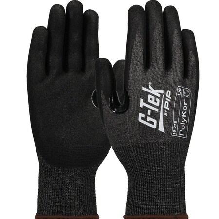 G-Tek Seamless Knit A7 PolyKor X7 Blended Glove w/Nitrile Coated MicroSurface Grip on Palm & Finger, 12PK 16-278/L
