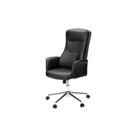 Monarch Specialties Office Chair, Swivel, Adjustable Height, Armrests, Ergonomic, Work, Blk Leather Look, Chrome Metal I 7323