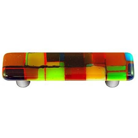 Palacedesigns Artist Mosaic Multiple Color Rectangle Glass Cabinet Pull - Aluminum Post PA615625