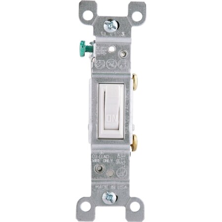 Leviton Residential Grade 15 Amp Toggle Single Pole Grounded Switch White 228-01451-02W