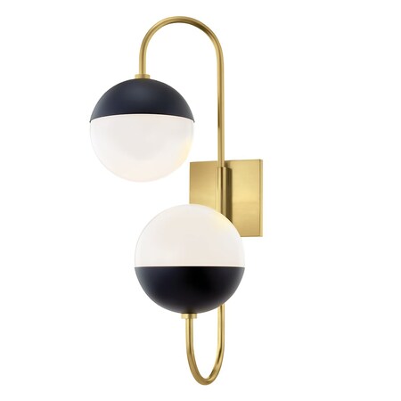 Mitzi Renee 2 Light Wall Sconce 14 In. Aged Brass/Black H344102B-AGB/BK