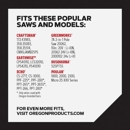 Oregon AdvanceCut Chainsaw Chain for 10-Inch Bar -40 Drive Links fits Echo Greenworks Poulan and more S40