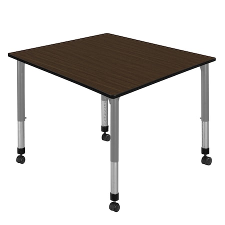 Regency Square Kee Height Adjustable Mobile Classroom Activity Table, 48 in W, 48 in L, Neo Walnut TB4848NWAPCGY