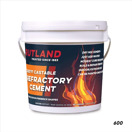 Rutland Castable Refractory Cement 12.5 lb tub 600