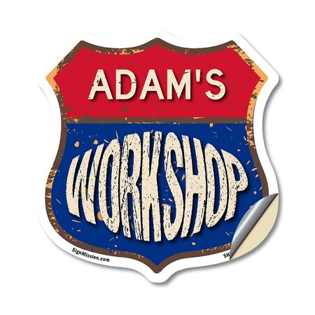 Signmission Adam's Workshop, 12 Inch X 12 Inch, Vinyl Decal SHI-D-12-489-ADAM
