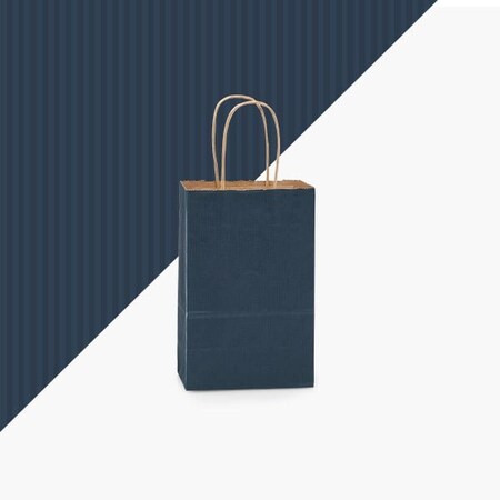 Nashville Wraps Navy Blue Shadow Stripe Kraft Bags, Rose 5.5x3.25x8.25, 250PK NBSBR