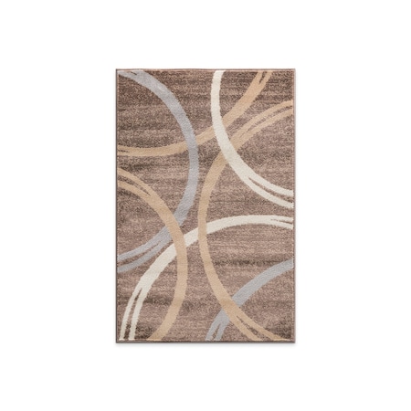 World Rug Gallery Modern Wavy Circles Design Area Rug 2 ft 7 in x 4 ft Brown 377BROWN27X4