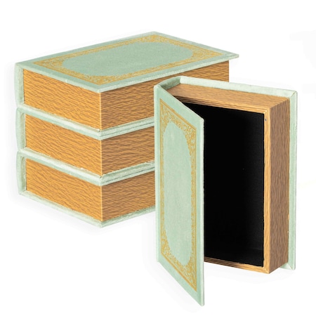 Vintiquewise Set of 4 Vintage Book Design Decorative Boxes - Wedding Card Boxes, Keepsake Boxes, Craft QI003691.AG.4