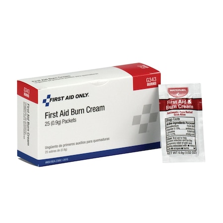 First Aid Only BURN CREAM, BOX PACKING, FORMULA: 0.13% BENZALKONIUM CHLORIDE AND 0.5% G343