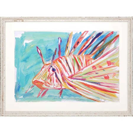 Homeroots Colorful Fish Framed Art White Picture Frame Print Wall Art 474043