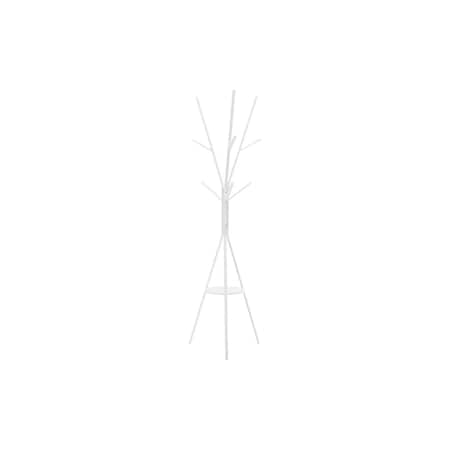 Monarch Specialties Coat Rack, 72"H, Bedroom, Entryway, Hall Tree, 6 Hooks, White Metal, Contemporary, Modern I 2009