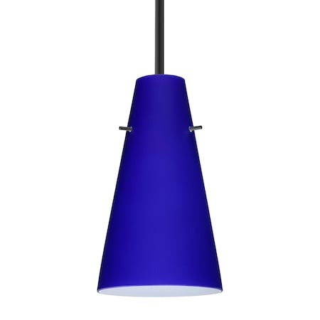 Besa Lighting Besa Cierro Stem Pendant, Cobalt Blue Matte, Black Finish, 1x 9W LED 1TT-4124CM-LED-BK