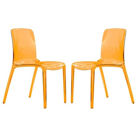 Leisuremod Murray Modern Dining Chair, Transparent Orange, 2PK MC20TOR2