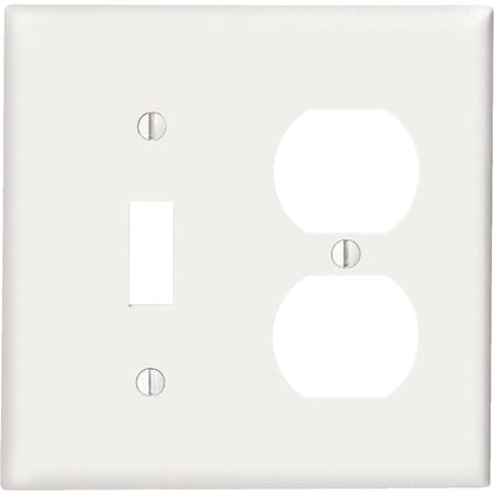 Leviton Commercial Grade 2-Gang Thermoplastic Single Toggle/Duplex Outlet Wall Plate White 002-80705-00W