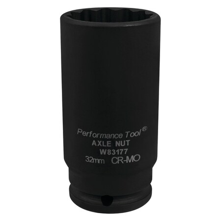 Perform Tool Socket 1/2 In Drive; 32 mm; Metric; Axle Nut; 12 Point; Chrome Moly Steel; Single W83177