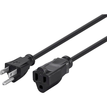 Monoprice SJT Extension Cord, 16 AWG, Indoor, 16/3, 1 Outlets, 5-15R, Black, 5-15P, 15 ft 5301