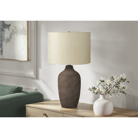 Monarch Specialties Lighting, 27 in.H, Table Lamp, Grey Ceramic, Beige Shade, Contemporary I 9709